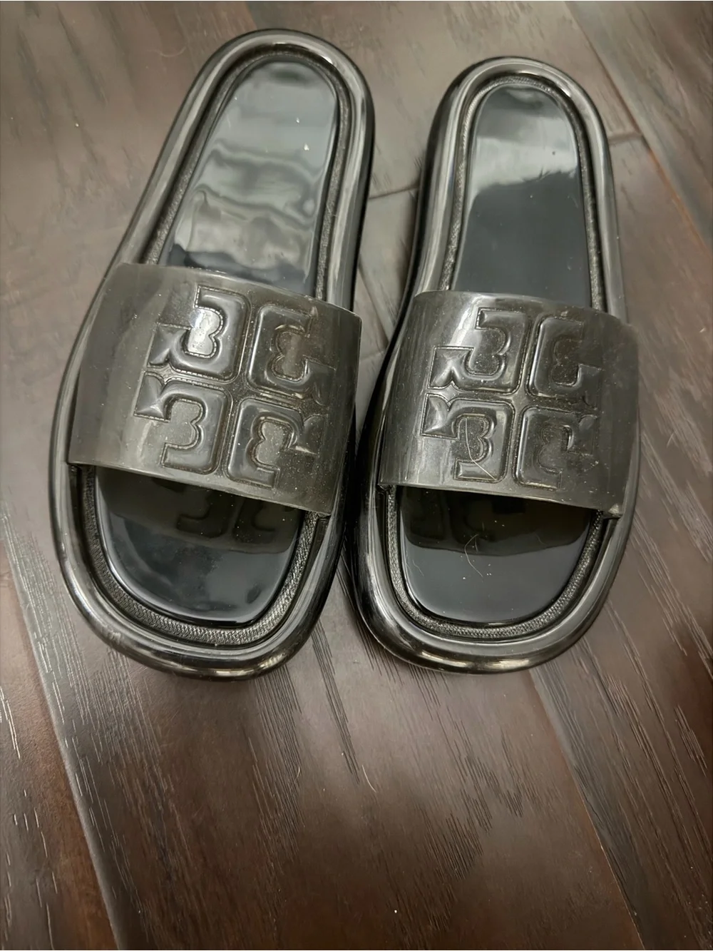 tory burch bubble slide jelly sandals black size 8